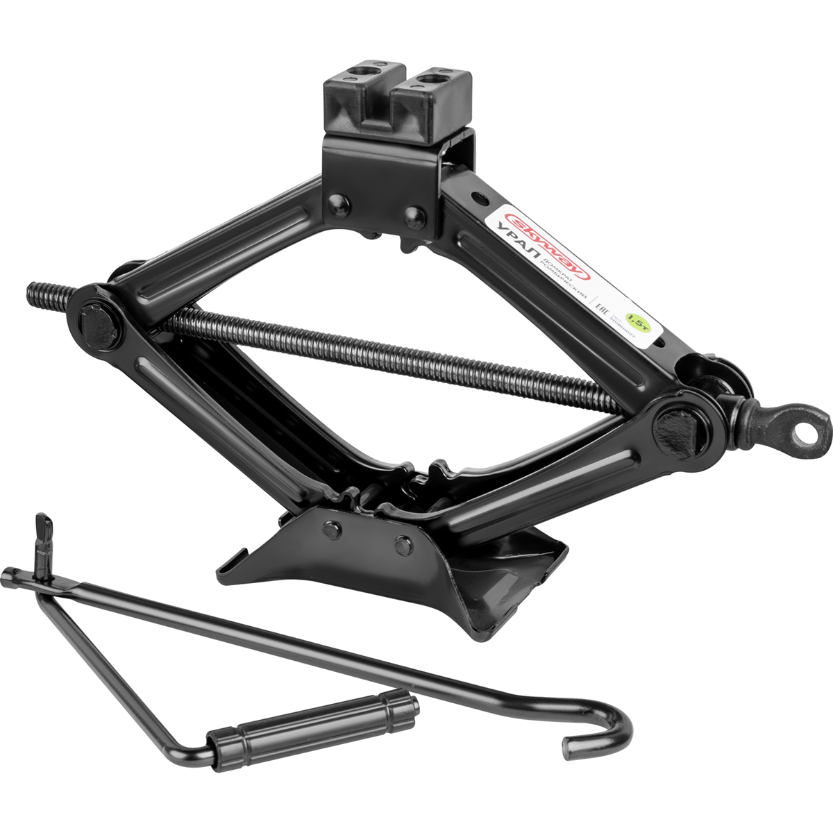 Домкрат ромбовидный винтовой 1.5т, высота 105-340 мм, резиновая опорная часть, УРАЛ SW S01801027