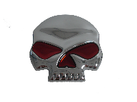 Шильдик металл Череп без челюсти, большой, хром, красные глаза