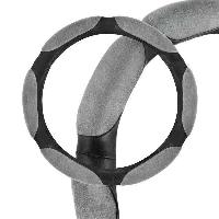 Оплетка экокожа Sponge classic, M (37-39 см) Черная, 6 подушечек замша Серая SKYWAY S01102005