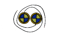 Ходовые огни диодные COB круглые D 9 см желтые/синие, эмблема BMW, 2 шт,  к-т 