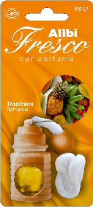 Ароматизатор подвесной жидкий флакон стекло/дерево Alibi Fresco Тропикана FS-27 (1/12)