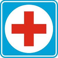 Наклейка ВРАЧ+, квадрат 140*140 мм, бирюзовый-красный, наружная (уп 10шт) SKYWAY S08101006