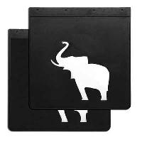 Брызговик плоский на длинномер задний  400*400*6мм, черный, рисунок СЛОН белый (2 шт), к-т 