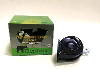 Сигнал электрический 12V Улитка D 80мм, черный (высокий+низкий), к-т  DL-138W ELEPHANT (1/24