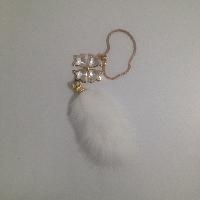 Подвеска салонная ХВОСТ (норка) Белая, Цветок/кристаллы, золото, шт.    206-WH