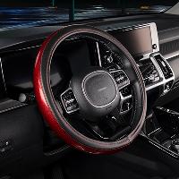 Оплетка экокожа комбинированная Luxury-7, М (37-39 см), Черная с красным, шт.   SKYWAY S01102434