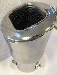 Насадка на глушитель d65D  L140 мм, округлый край, сетка, квадрат, хром TM-100