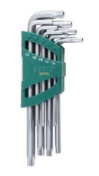 Ключи Г-образные TORX с внутренним отверстием ( 9 предметов) ТТ10-50, пенал, к-т  09702  SATA 