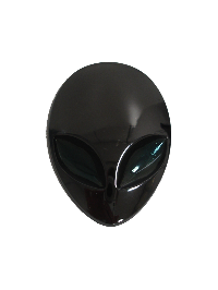 Шильдик металл Инопланетянин, черный, сине-зелёные глаза