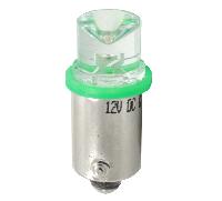 Светодиод T 8 12V GREEN  конус  BA9S  (Маяк) (12/4-GREEN/C)