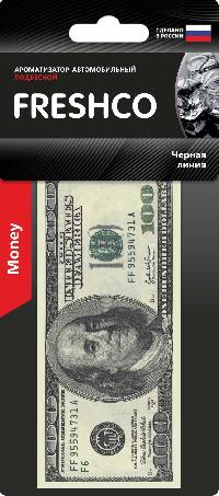 Ароматизатор подвесной пластина Купюра100$ ЧЕРНАЯ ЛИНИЯ  USD-105 (10/40)