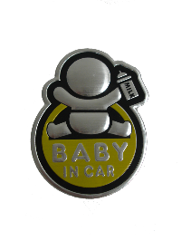 Наклейка дюралевая BABY in CAR овальная мини, желтый