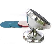 Держатель телефона магнитный, на панель, металл круглый, короткая ножка (D 3.5см, h 3см)Хром СХР-008