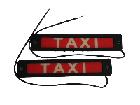 Знак TAXI 4*20мм диодный, керамика, на скотче, красный / белая надпись, 2 шт, к-т 