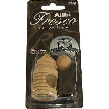 Ароматизатор подвесной жидкий флакон стекло/дерево Alibi Fresco Черная линия FS-28 (1/12)