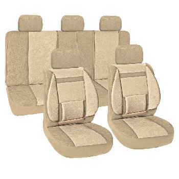Чехлы велюр, салон (11 пр) поясничный упор PROTECT plus-10, Бежевый SKYWAY S01301076