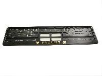 Рамка номера пластик с защелкой, черная, рельеф, РОССИЯ, Герб, золото S04102005 SKYWAY (уп.30 шт)