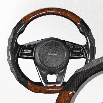 Оплетка экокожа/ ПВХ Drift-1 M (37-39 см) скошенный низ, Черная/ Дерево  S01102504  SKYWAY