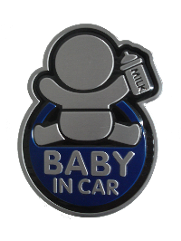 Наклейка дюралевая BABY in CAR овальная, синий