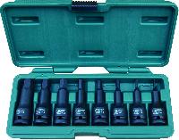 Наконечники 1/2" L100мм шестигранные ( 8 предметов) 4-17 мм., ударные, кейс, к-т  08028 TStop