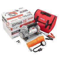 Компрессор метал корпус БУРАН-10, 12V, 75 л/мин, крокодилы (3 насадки) Сумка, 10атм SKYWAY  