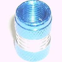Колпачок для камеры металлический цилиндр рифленый, полоса, металлик синий, 4 шт, к-т  VC-091