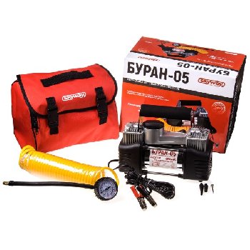 Компрессор метал корпус, 2-х цилиндровый,12V, 60 л/мин, крокодилы, БУРАН-05 SKYWAY S02001001  (1/4)