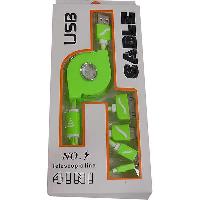Кабель USB для зарядки, разъем 4 вида , L 100 см, со смоткой шнура, зеленый