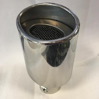 Насадка на глушитель d60D120 L210 мм, округлый край, овал, сетка, хром TM-703