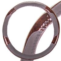 Оплетка экокожа, вставки под дерево Wood-2, M (37-39 см) Серая SKYWAY S01102327