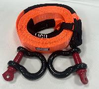 Трос ленточный 10т,  5м,  2 шакла, оранжевый, в сумке, TCS12-10T-5M