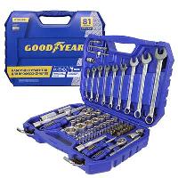 Инструмент 1/4,1/2" ( 81 предмет) головки, 2 трещотки,биты,ключи/кейс Goodyear 2081