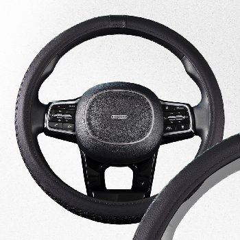 Оплетка кожа гладкая с плетеной вставкой Real-8, M (37-39 см), Черная SKYWAY S01108013   (1/25)