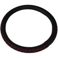 Оплетка экокожа с плетеной вставкой из джута, орнамент M (37-39 см) Черная/ Черно-бордовая