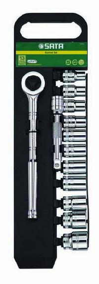Набор инструментов 1/2" ( 13 предметов) головки 6 граней 10-24 мм, трещотка,  09525 SATA   (1/4)