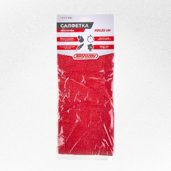 Салфетка микрофибра 40*35см Красная SKYWAY S00902008