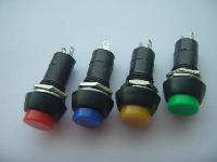Кнопка (вкл/выкл) круглая D12, 2 контакта, цветная (c фиксацией)
