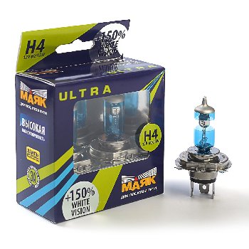 Лампа галогеновая H 4 12V 60/55W P43t White Vision+150 (82420WV+150) 2 шт, к-т  Маяк  