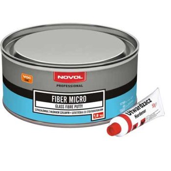 Шпатлёвка со стекловолокном Микро FIBER MICRO 1.8 кг. (1235) NOVOL УЦЕНКА (дефект уп-ки)