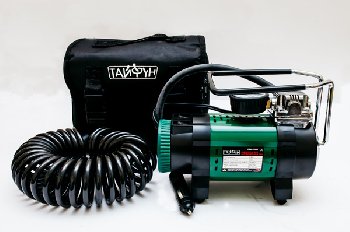 Компрессор ТАЙФУН 410HS, 12V, штекер, 45 л/мин, диодный фонарь, витой шланг с простым наконечн (1/6)