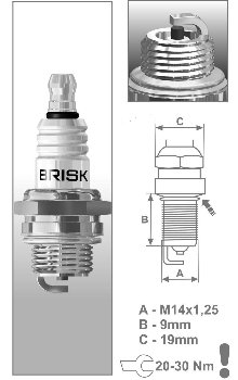 Свеча зажигания BRISK  P17 (инд. уп), шт.  2T GARDEN 3052 