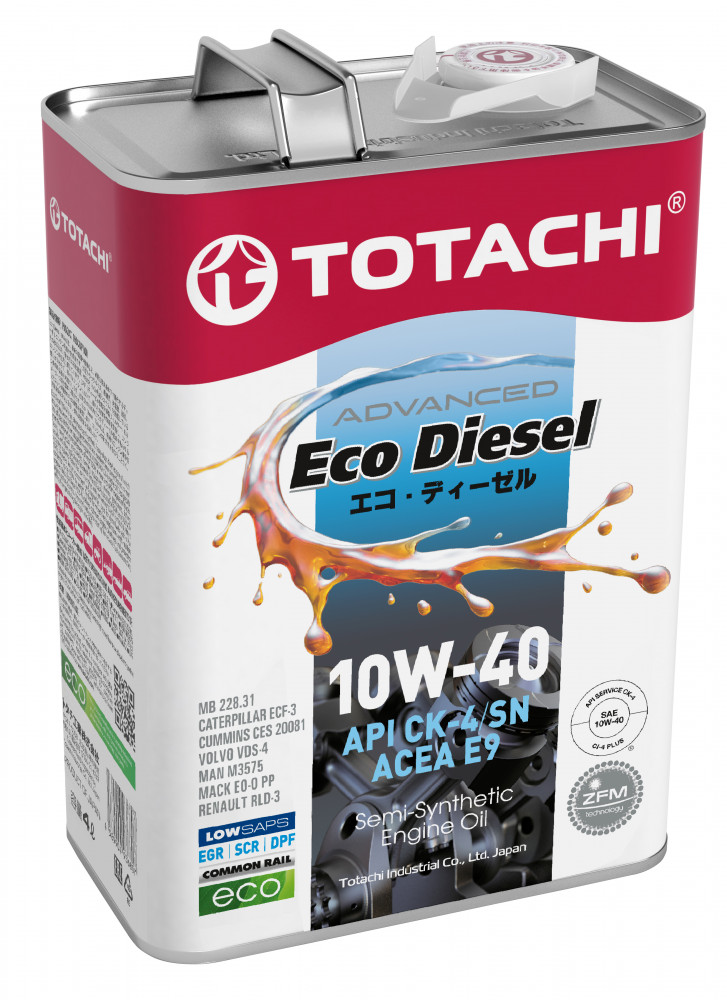 Масло моторное TOTACHI EcoDiesel CK-4/СJ-4/SN 10W40 ( 6 л.) п\синт диз (уп.3 шт.)