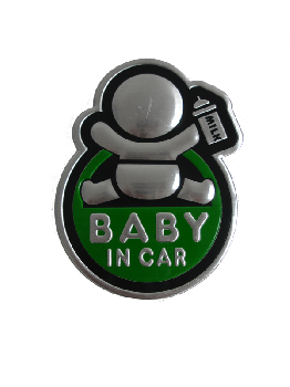 Наклейка дюралевая BABY in CAR овальная мини, зеленый