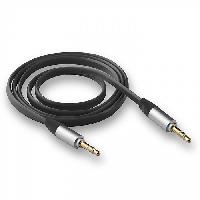 Кабель AUX (mini jack 3.5 mm) стальной штекер, плоский, 1м, черный, в пакете, WCA-051       