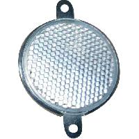 Катафот круглый белый, D 8 см, крепление-ушки под болт, металл корпус 