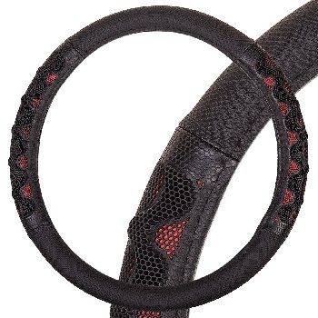 Оплетка экокожа комбинированная, вставки Соты, Racer-2, М (37-39 см), Красная, шт. SKYWAY S01102416
