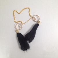 Подвеска салонная двойная ХВОСТ (норка) Черная, Кольца/кристаллы, золото, шт.    455-BK