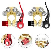 Клемма АКБ латунное покрытие, крепление-планка, двойное, С Быстросъемом, к-т 