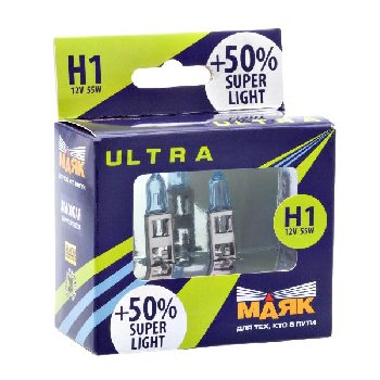 Лампа галогеновая H 1 12V 55W P14,5s Super Light+ 50% (82120SL+50) 2 шт, к-т   Маяк 