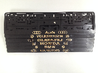 Рамка номера пластик с защелкой, черная, рельеф, VOLKSWAGEN золото (уп.30 шт.)